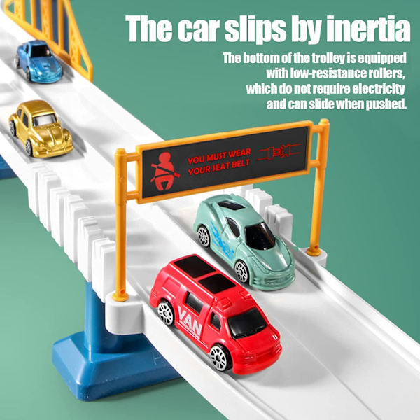 Bilbana Leksak Ramp Spår Set Modellfordon Racerbilar Leksak Set och 4 Dinosauriebilar Spår (Stadsmotorväg)