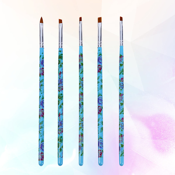 5 stk./sæt 2 farver neglebørste UV-gel builder polish pulver 3D maleri manicure design værktøj (blå)