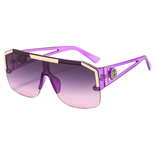 Square Flat Top Shield Sunglasses One Piece Frameless Stylish Women Men