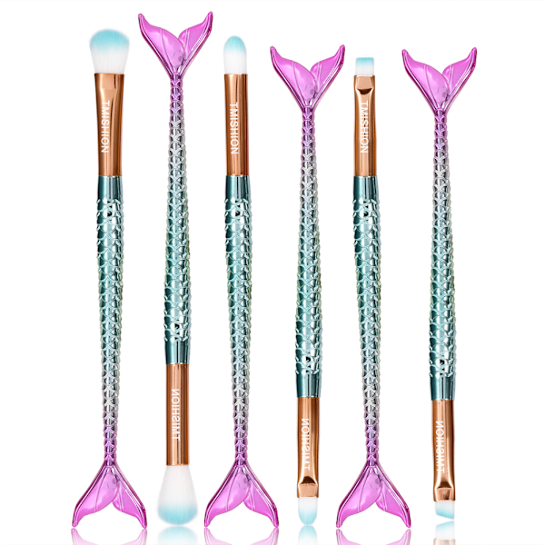 TMISHION Professionell 6-delad Makeupborste Set Puder Kontur Ögonskugga Läppborste Ögon Kosmetika