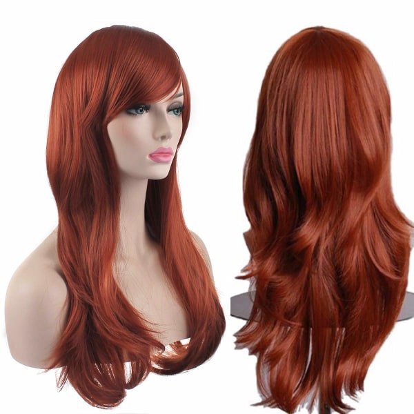 28\" 70cm Fashion Parykker Langt Bølget Krøllet Hår Cosplay Paryk & Paryk Hætte (Brun)