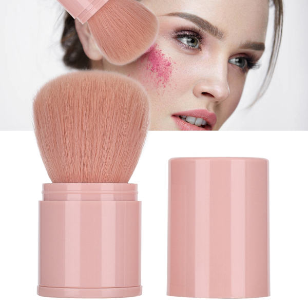 Retractable Makeup Brush Blush Powder Foundation Cosmetic Brush Women Beauty Tool (Pink)