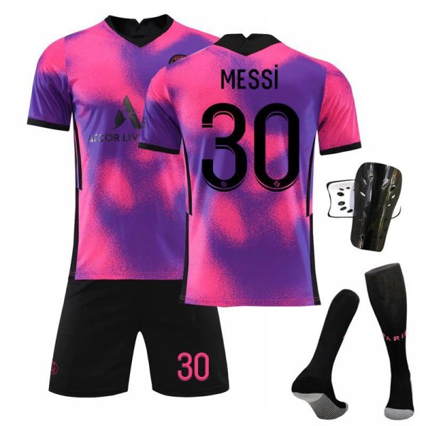 2021 Paris 3 away football jersey set with socks and protective gear-No.30 MESSI22#