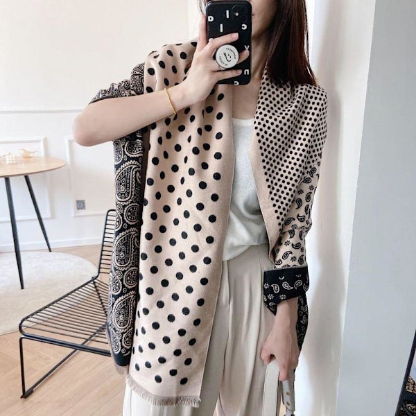 Myk kashmir-følelse skjerf for kvinner Vinter varm skjerf Stor sjal Wrap Gaver (Beige)