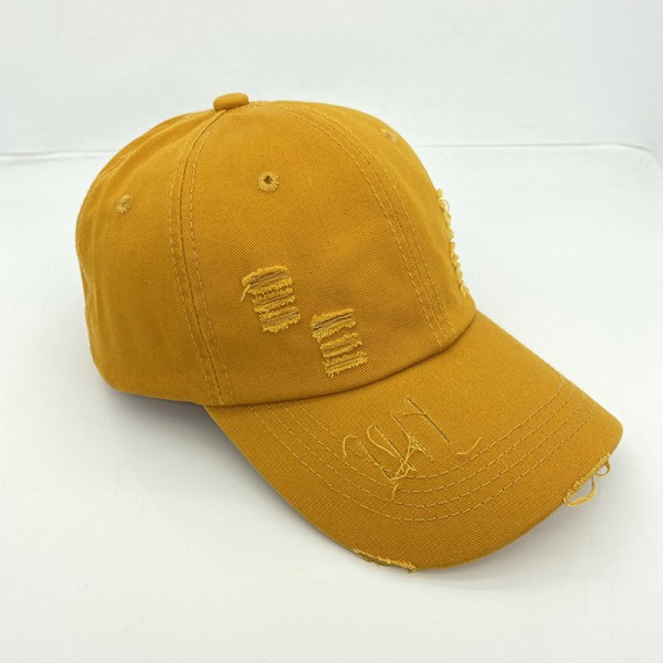 Dotpet keps, justerbar, sliten bomull, vintage stil för pappa, unisex (gul)
