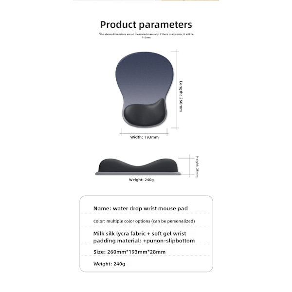 Gradient Ergonomisk Musematte Komfortabel Håndleddsstøtte Sklisikker Musematte Myk Musematte Håndleddsstøtte Datamaskin Silikon Musematte purple