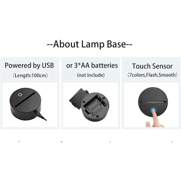 3D nattlys LED akryl LED nattlys Prins symbol logo nattlys for kontor rom dekorasjon sensor fargeendring bord USB
