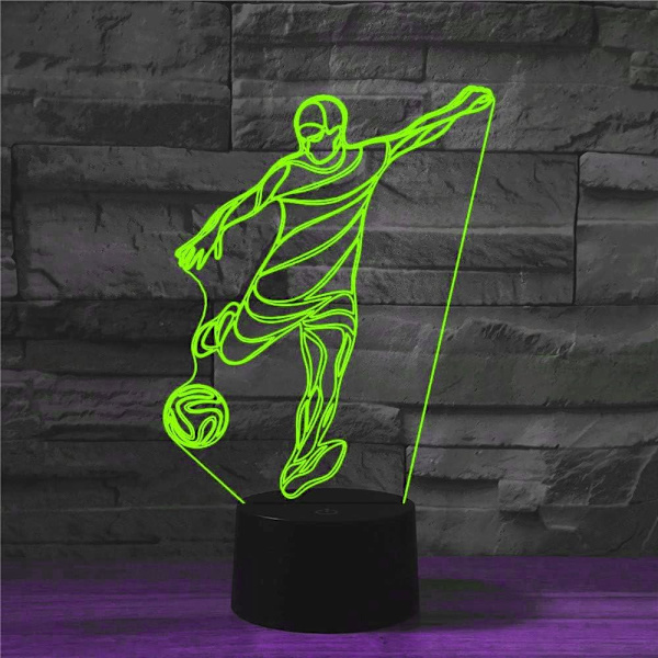 WJ 3D Fodbold LED Natlampe Illusion Natlampe 16 Farve Skiftende Bord Dekoration Gave Akryl Flad ABS Base USB Kabel Legetøj