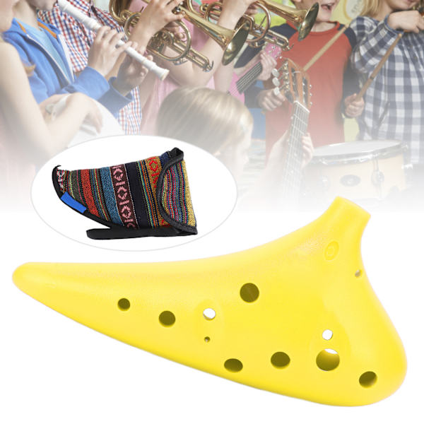 Ocarina ABS C-stämning 12-håls Musikinstrument för Vuxna Barn Professionella Lär Yellow