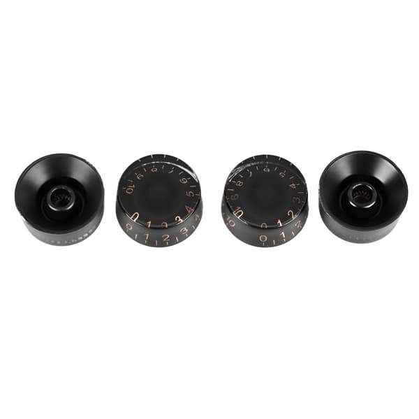 4 stk. Top Hat Knobs Elektrisk Guitar Volumen Tone Justering AMP Effekt Pedal Kontrol Sort med Guld Tal Sort
