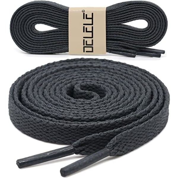 2 pairs of flat shoe laces, suitable for skateboard shoes and sports shoes,55.12"Inch（Dark Grey）