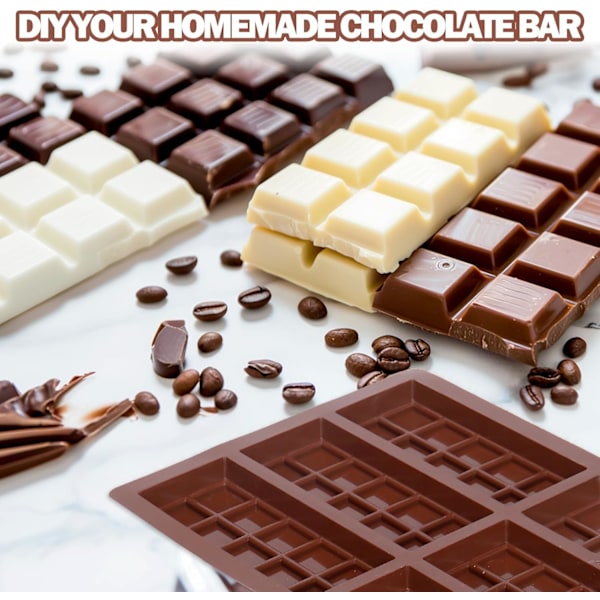 Chokladform Djup, Tjock Silikon Chokladform för Fylld Choklad, Kvadratisk Knafeh Pistage Chokladkaka Brytbar Godis square deep chololate
