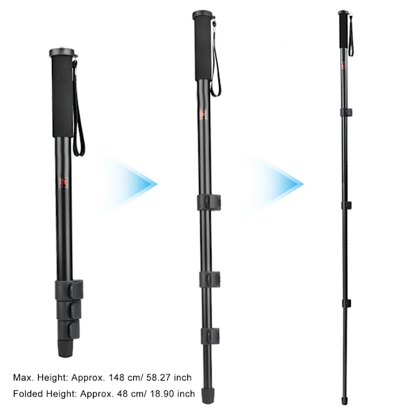 Aluminiumlegering Bärbar Retraktil Monopod Selfie Stick Fäste Stöd Stång för SLR-kamera (P264)