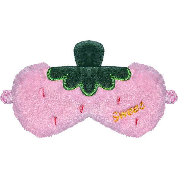 Söt Jordgubbsögonmask, Mjuk Plysch Ögonbindel Rolig Nyhet Frukt Sovmask Ögonlock Skydd för Barn Flickor Pojkar Kvinnor M