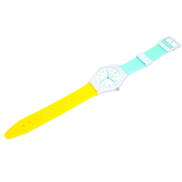 Färgglada klockor för pojkar och flickor, tonåringar, studenter, mjukt silikonarmband (ljusgrön)