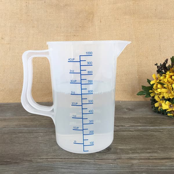 Set med 3 st PP plast blå graderade mätkoppar, kök matlagning bakning mätkoppar, 200/500/1000 ml mätkoppar
