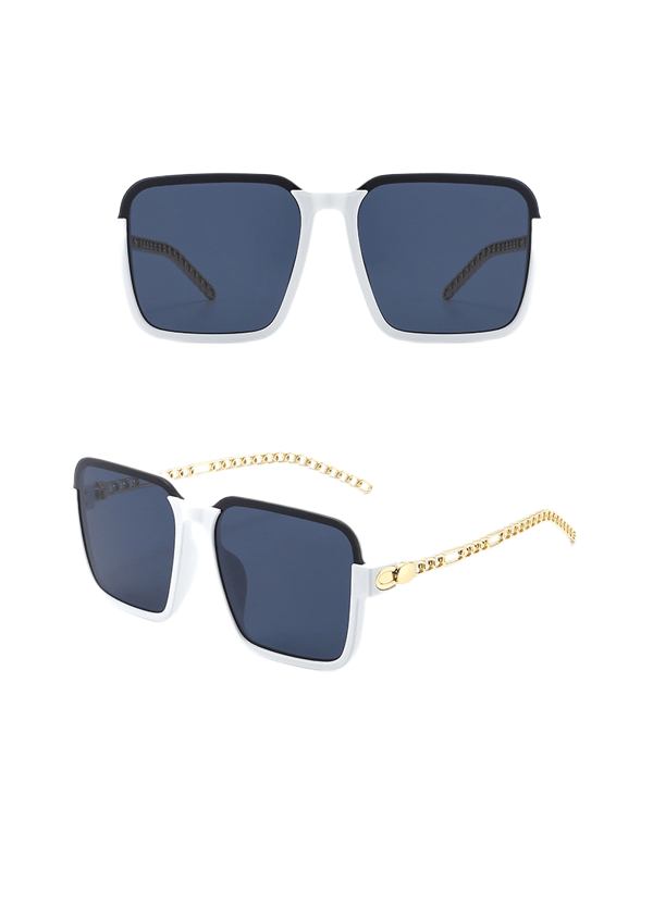 Fashion Chain Temple Square Large Frame UV Blocking Sunglasses