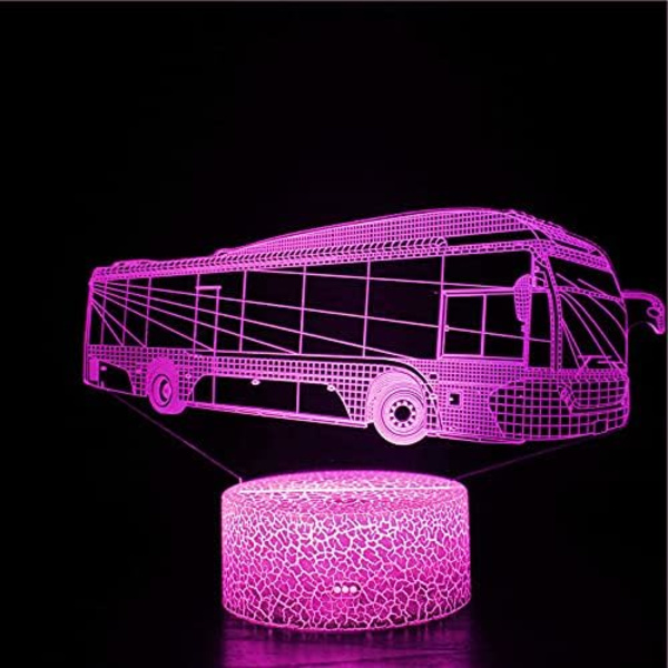 WJ 3D buss nattlys bord skrivebord optisk illusjon lamper 7 farger skiftende lys LED bordlampe jul hjem kjærlighet bursdag barn barn dekor leketøy gave