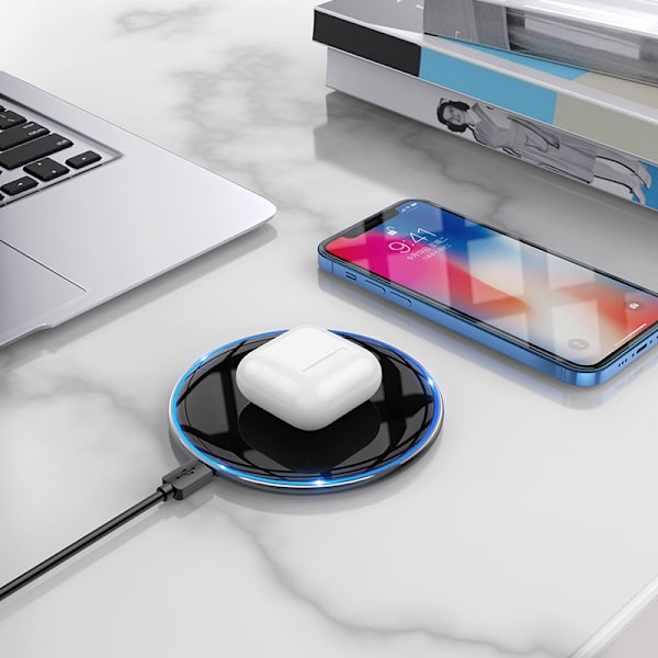 hoco. CW6 Pro Easy Charge 15W Trådløs Hurtiglader i Aluminiumlegering for iPhone Pustende Lys Trådløs Lader