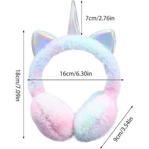 Talvisten Yksisarvisen Korvasuojat ja Hanskat, Söötti Piirretty Taitettava Korvasuoja Sateenkaaren Korvanlämmittimet Tytöille/Naisten Lahja, 01