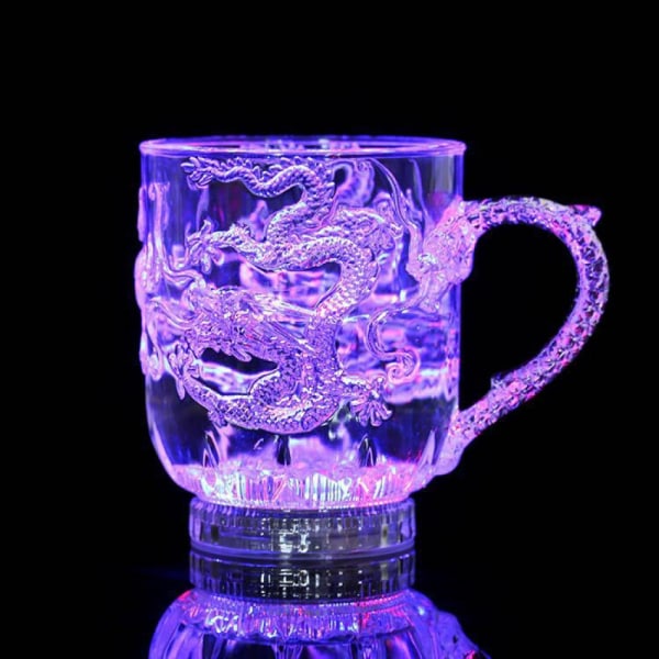 Mäns kaffemugg 1 st vatten sensor mugg LED färgglad blixt sensor drake färgförändrande mugg bar familj dricka