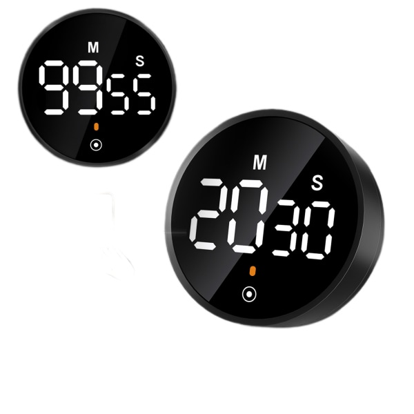 Magnetisk LED Digital Smart Timer - Rotationsnedräkningstimer (Svart)