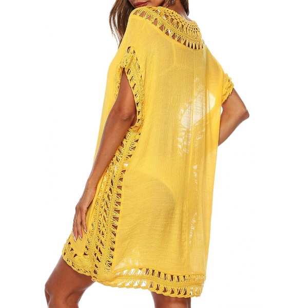 Wekity Badkläder Cover Ups för Kvinnor Virkad Strand Coverup Baddräkter för Storlek S-XL (Gul)