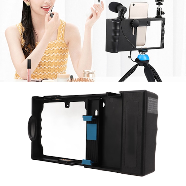 Smartphone Video Rig Handheld Vlogging Case 2 Cold Shoe Mounts för 6.5‑9cm Bredd Telefon