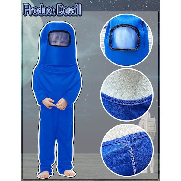 Barn Astronautdräkt Spel Rymddräkt Röd Blå Jumpsuit Halloween Ryggsäck Cosplay Kostymer för Pojkar Barn i åldern 3-10 5-6T Blue