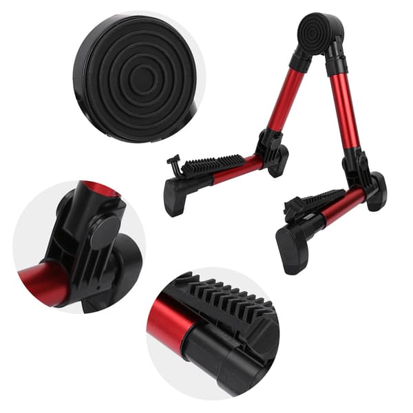 Foldbar A-formet guitarholder rack instrumentstativ til violin guitar bas bærbar (rød)