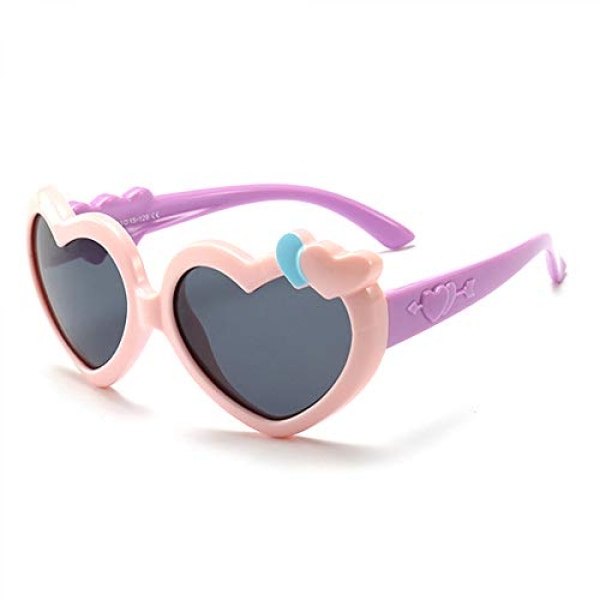 Hjärtformade polariserade barnsolglasögon Silikon Baby Barnglasögon, C6