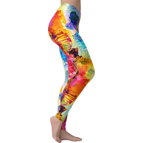 Mjuka, hög midja, printed skinny stretch yogabyxor för kvinnor (print 12)