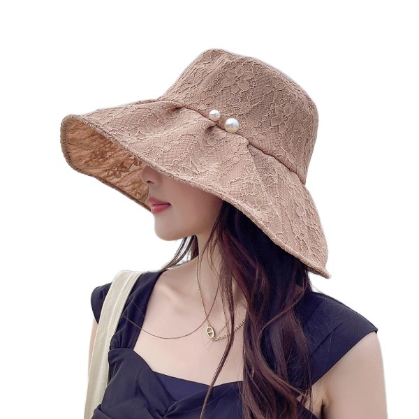 Damfloppy solhatt UV-skydd Vikbar roll Up strandhatt Andas sommarsemester utomhus (khaki)