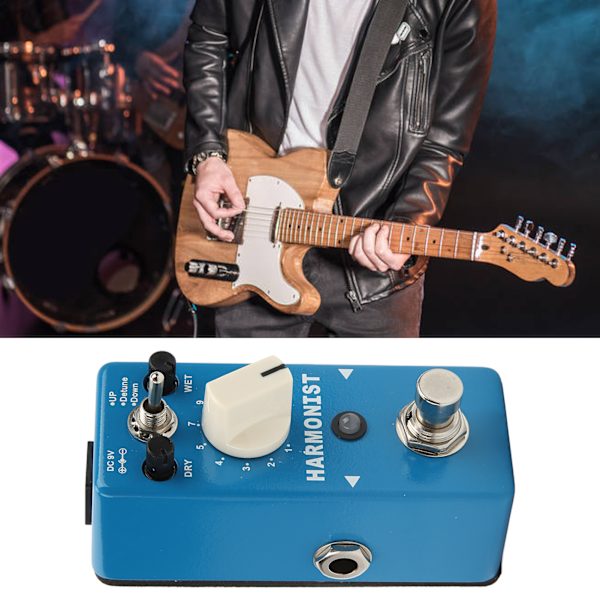 Digital Chip Effektpedal Metall Blå Gitarr Transponeringseffekter Pedaler med LED-ljus