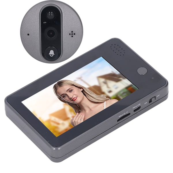 Videodörrklocka Multifunktion 4,3 tums LCD-skärm 3 miljoner HD Nattvision PIR Rörelsedetektering WiFi Videodörrklocka