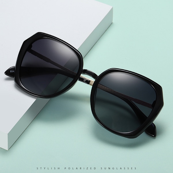 Retro Oversized Runde Polariserte Solbriller for Kvinner Store Ramme Dame Shades