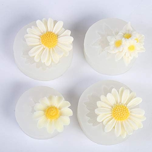 4 stk Daisy Harpiksform Daisy Form Blomsterform Smykke Harpiksstøbeforme Håndlavet Silikonform til Harpikslysfremstilling Former Craf daisy-4-pack