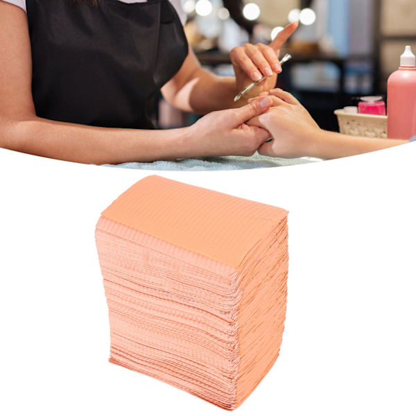125 st engångsunderlägg för nagelbord, mjuk bordsduk, vattentät, hopfällbar nagelspetskonstplatta för salong, orange