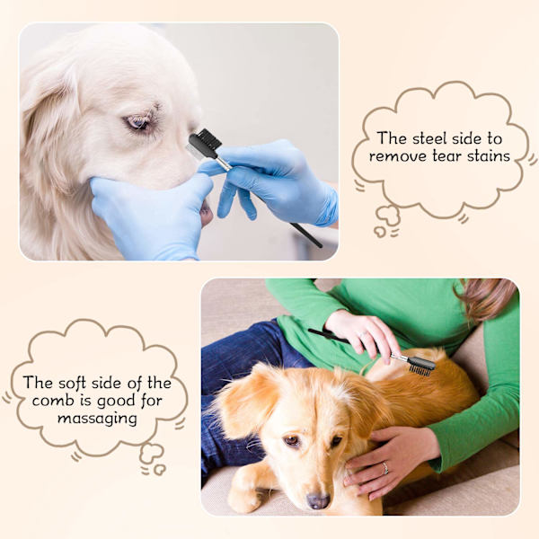 Mudder 6 stk. Hundeøjenkam Tear Stain Remover Kam Dobbelt Hoved Tear Stain Kam Dobbeltsidet kæledyrs Grooming Kam Multifunktionelt Værktøj
