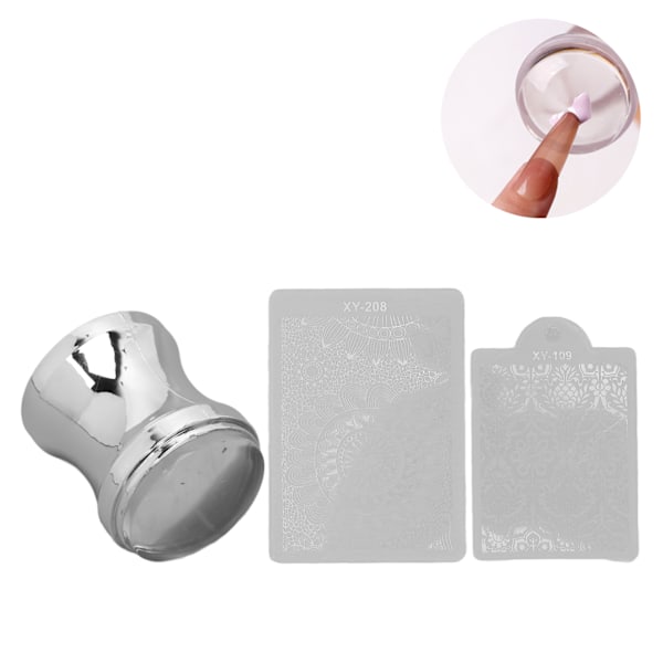 Neglekunst Stempler Silikone Transparent Negle Stempler Manicure Værktøj med Stemplingsplader