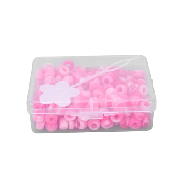 Pony Beads Kit Candy Color DIY Smykkefremstilling Perler Hårperler til Armbånd Halskæde Håndværk FremstillingPink