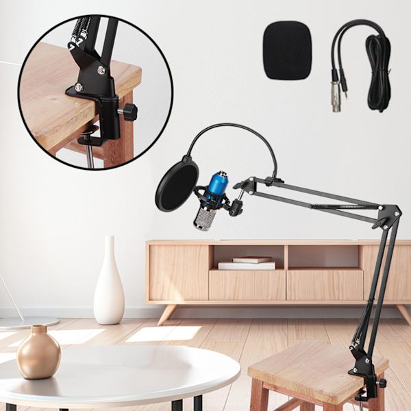 BM800 Svart Kondensatormikrofon för inspelning Live-sändning Sjung Dator USB-mikrofon
