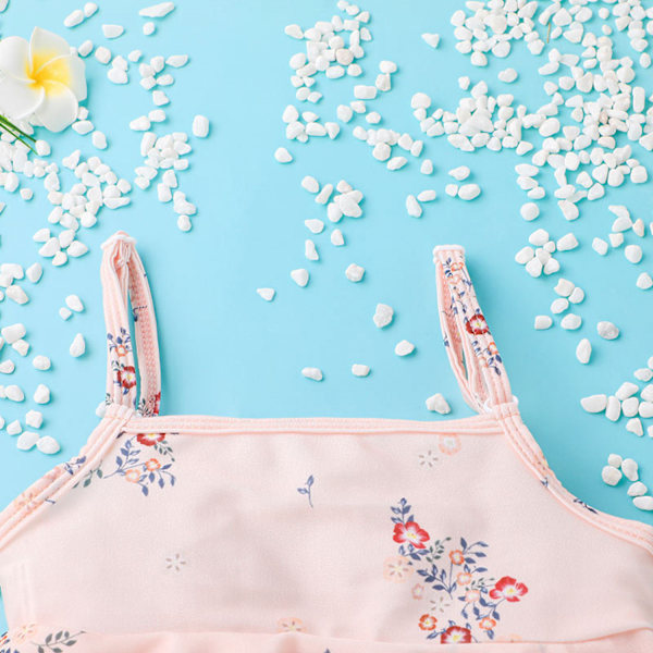 Flickor Badkläder Ärmlös Camisole Shorts Tvådelad Bikini Baddräkt --- Tryck (Storlek 90)