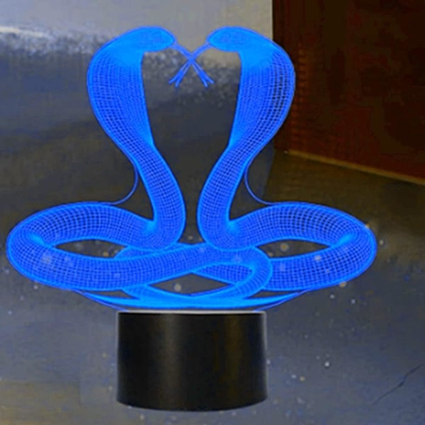 WJ 3D orm nattlampa led lampa illusion 7 färger skiftande bordslampa dekoration lampor födelsedagspresent akrylbas USB-kabel leksak