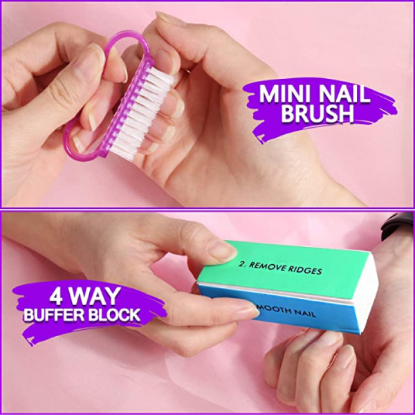 Manicure-sæt med neglefil - 3 stk. dobbeltsidet neglefil, rektangulær neglebuffer, 4-trins bufferblok,