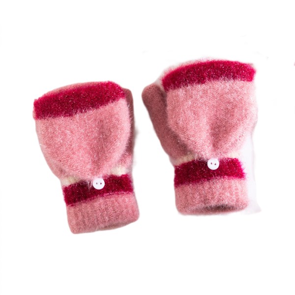 Varma fingerlösa handskar för kvinnor, konvertibla vinterfingerlösa vantar med flip-top cover, stickad handske