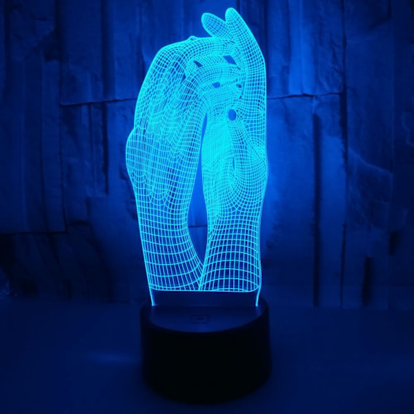 JUSTUP Hands 3D Illusion Nattljus 16 Färger Ändra Touch Fjärrkontroll Heminredning LED Jul Födelsedagspresent (Stil W)