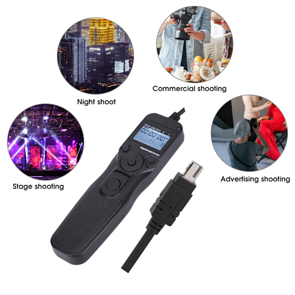 Shoot MC-DC2 Timing Shutter Cable Release Automatisk Timer Fjärrkontroll för Nikon Z7/D750/D610/D7500/D7200/D7000/D5200/D5600/D3300/D3100