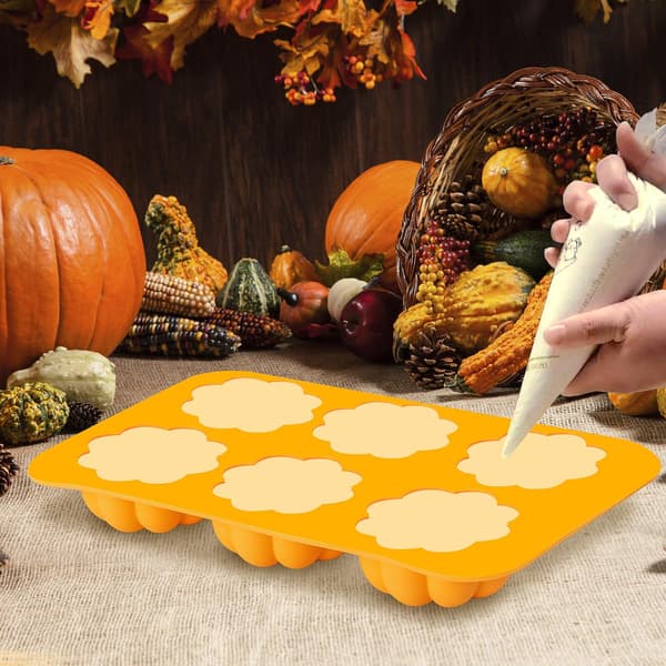 3 pakker silikone græskarforme, 3D græskarformede forme til muffins, cake pops, gelé, chokolade, bomber, badebomber, vokslys, ideel 3pcs yellow