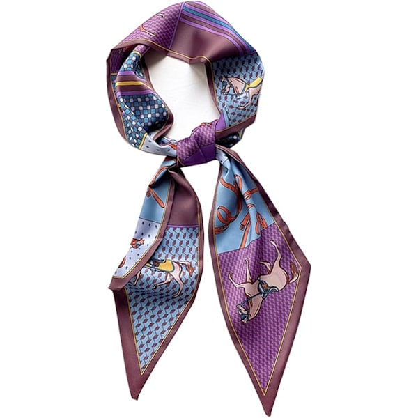 Sidenackscarf Tryckt Scarves Huvud Kvinnors Mode Sned Vinkel Satin Scarves För Väska Hår 59” X 5.9”